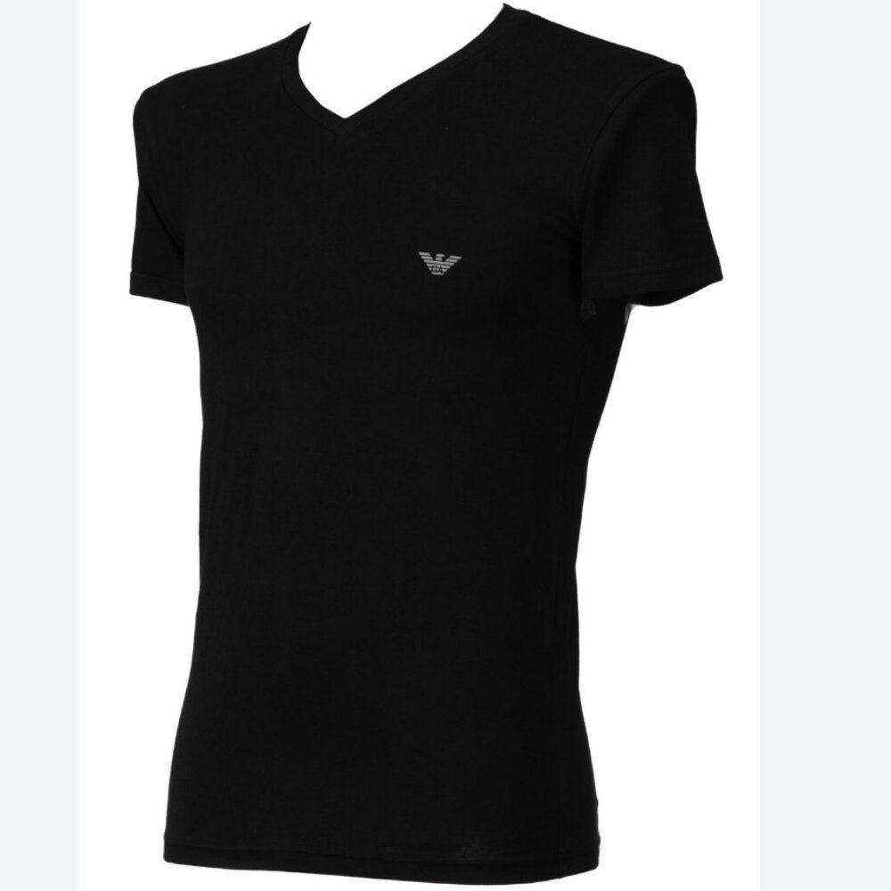 Emporio Armani Black V-Neck Short Sleeve Tee